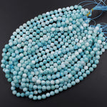 AAA Natural Blue Larimar 6mm 7mm 8mm 9mm 10mm 12mm 14mm Smooth Round Beads Real Genuine Larimar Gemstone Beads 15.5" Strand