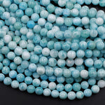 AAA Natural Blue Larimar 6mm 7mm 8mm 9mm 10mm 12mm 14mm Smooth Round Beads Real Genuine Larimar Gemstone Beads 15.5" Strand