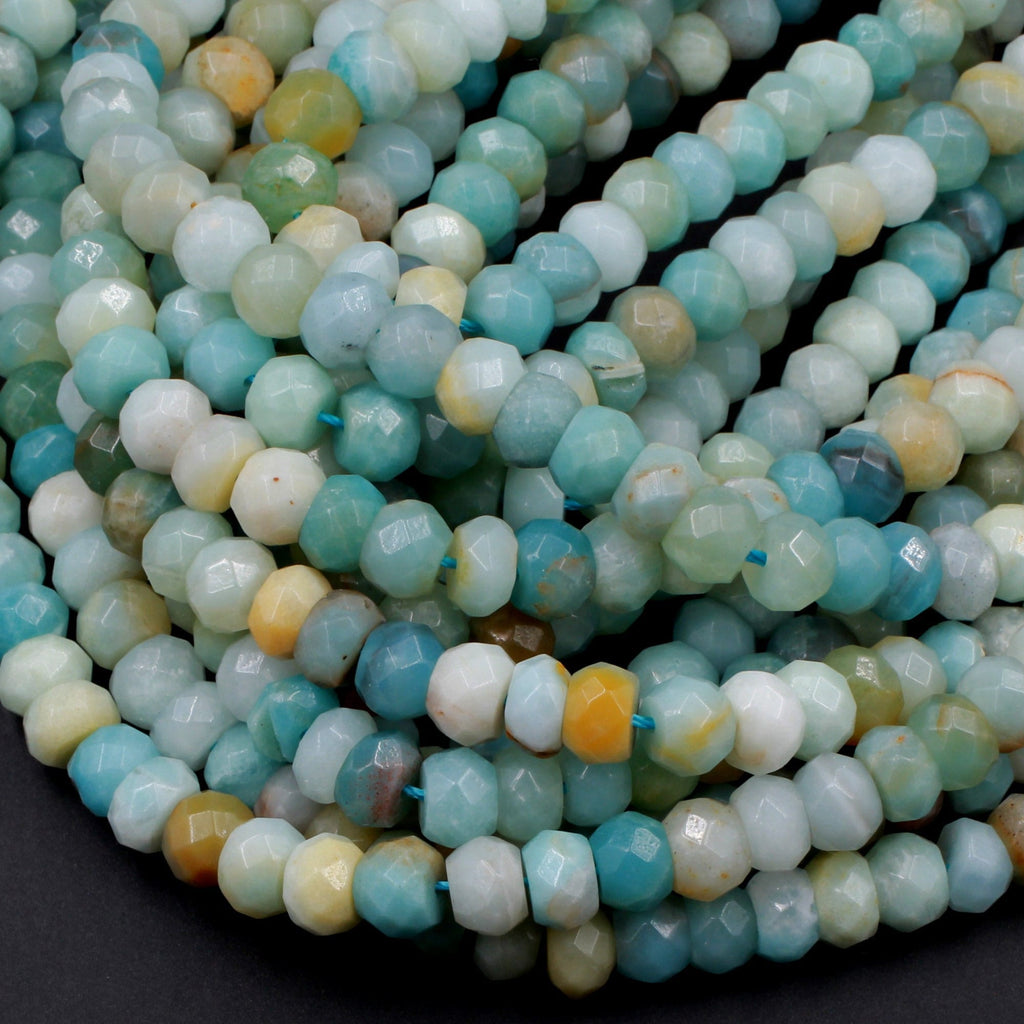 Natural Amazonite Faceted Rondelle Beads 8mm 10mm High Quality Faceted ...