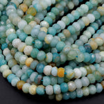 Natural Amazonite Faceted Rondelle Beads 8mm 10mm High Quality Faceted Multi Color Amazonite Blue Green Yellow Gemstone 15.5" Strand