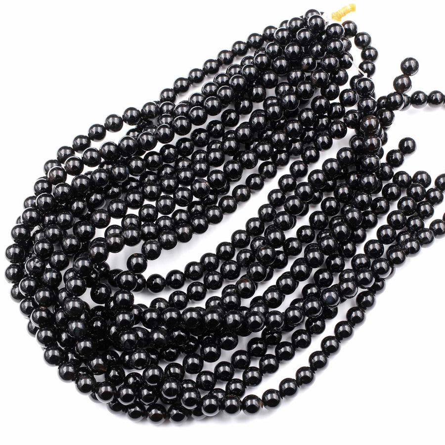AAA Grade Natural Black Onyx Round Beads 2mm 3mm 4mm 6mm 8mm 10mm 12mm 14mm High Quality Natural Black Gemstones 15.5" Strand