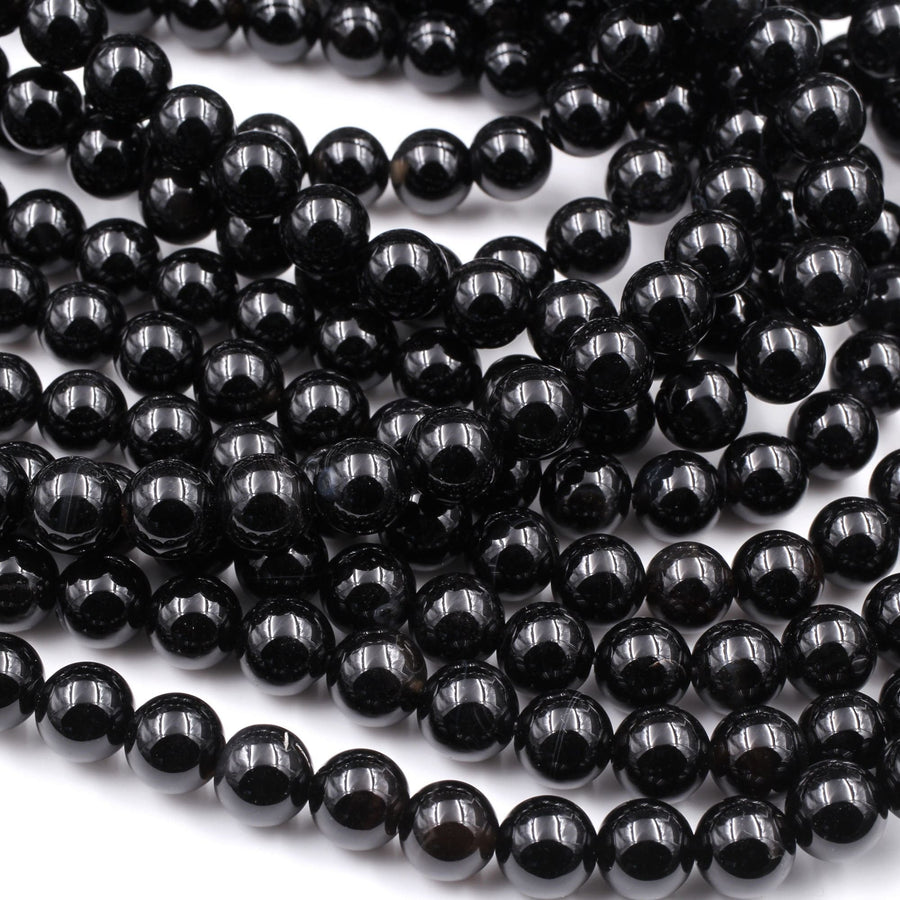 AAA Grade Natural Black Onyx Round Beads 2mm 3mm 4mm 6mm 8mm 10mm 12mm 14mm High Quality Natural Black Gemstones 15.5" Strand