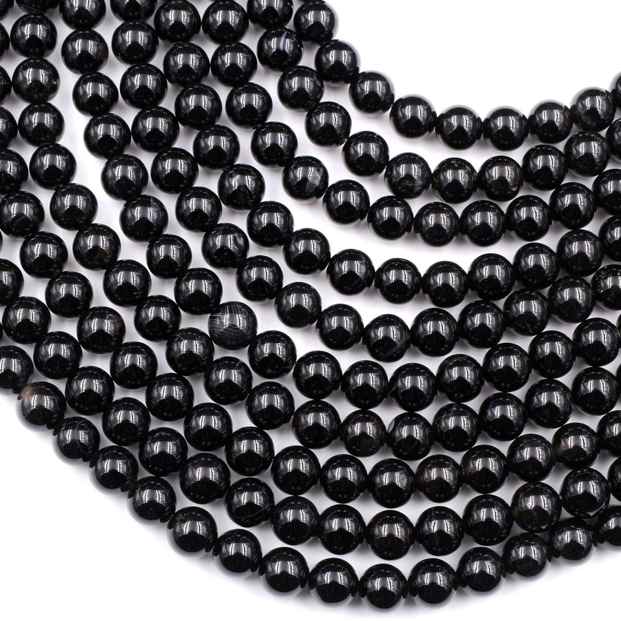AAA Grade Natural Black Onyx Round Beads 2mm 3mm 4mm 6mm 8mm 10mm 12mm 14mm High Quality Natural Black Gemstones 15.5" Strand