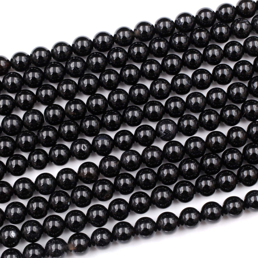 AAA Grade Natural Black Onyx Round Beads 2mm 3mm 4mm 6mm 8mm 10mm 12mm 14mm High Quality Natural Black Gemstones 15.5" Strand