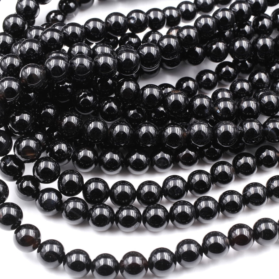 AAA Grade Natural Black Onyx Round Beads 2mm 3mm 4mm 6mm 8mm 10mm 12mm 14mm High Quality Natural Black Gemstones 15.5" Strand