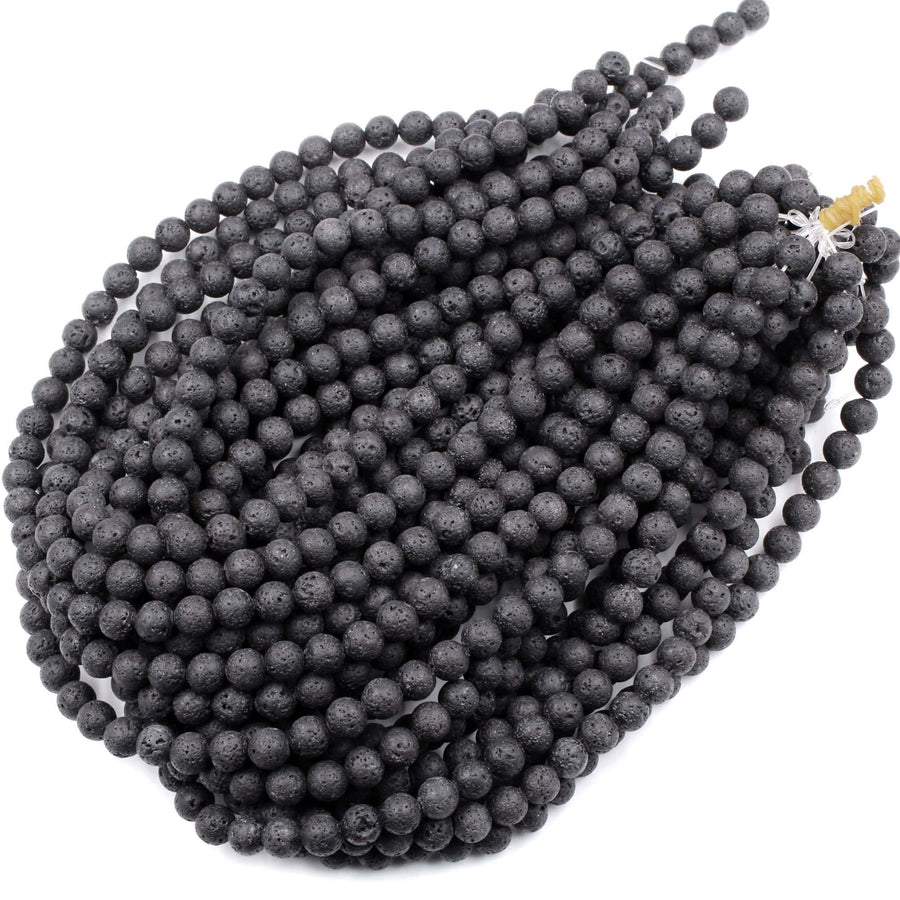 Natural Lava Beads 4mm 6mm 8mm 10mm 12mm Round 15.5" Strand