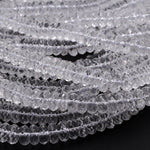 Faceted Natural Rock Crystal Quartz 9mm Beads Rondelle Icy Rock Crystal Hand Cut Clear Raw Crystals 15.5" Strand