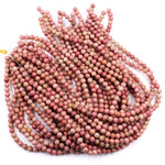 Natural Pink Petrified Rhodonite Beads 4mm 6mm 8mm 10mm Round Earthy Pink Gemstone Beads 15.5" Strand