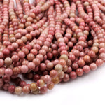 Natural Pink Petrified Rhodonite Beads 4mm 6mm 8mm 10mm Round Earthy Pink Gemstone Beads 15.5" Strand