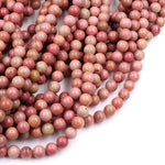 Natural Pink Petrified Rhodonite Beads 4mm 6mm 8mm 10mm Round Earthy Pink Gemstone Beads 15.5" Strand