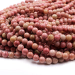 Natural Pink Petrified Rhodonite Beads 4mm 6mm 8mm 10mm Round Earthy Pink Gemstone Beads 15.5" Strand