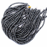 Faceted Hematite Rondelle beads 3mm 4mm 6mm 8mm Diamond Micro Cut Sparkling Natural Black Gemstone 15.5" Strand