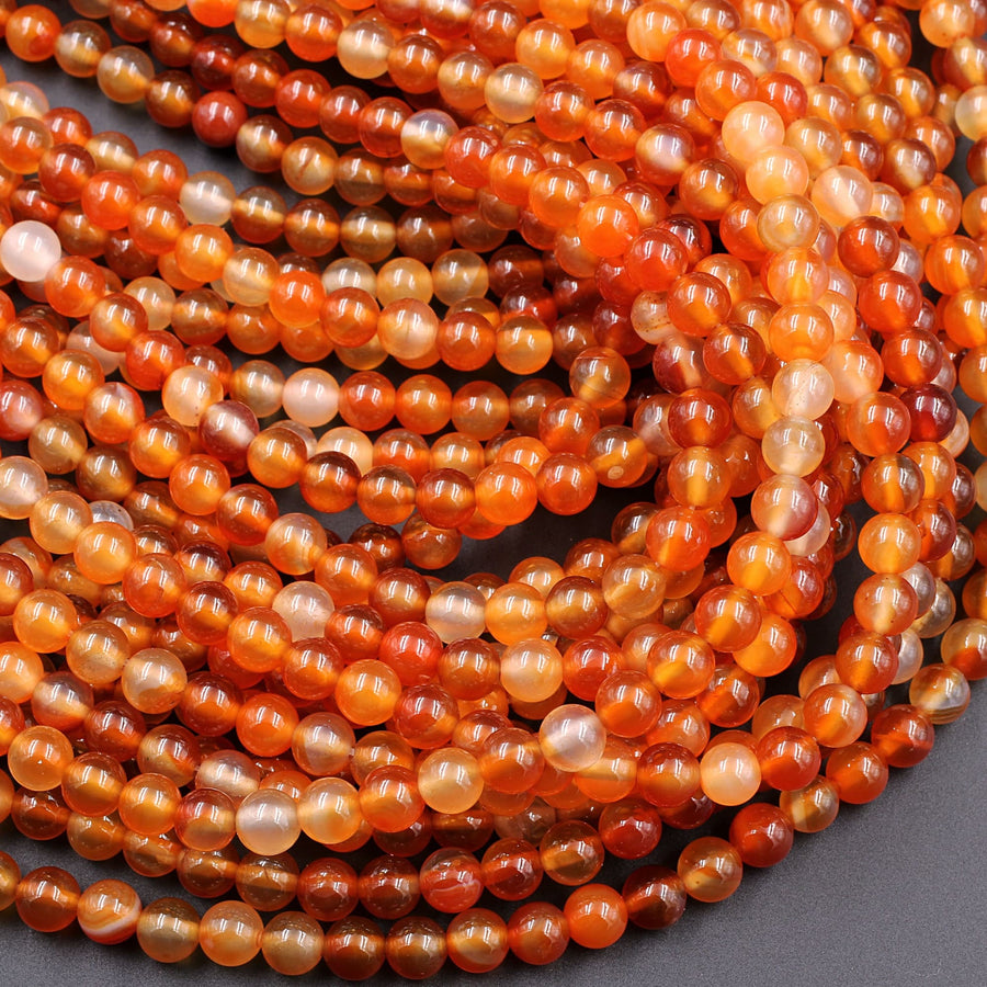AAA Natural Carnelian 4mm 6mm 8mm 10mm 12mm Round Beads Highly Polished Finish Natural Red Orange Gemstone 15.5" Strand