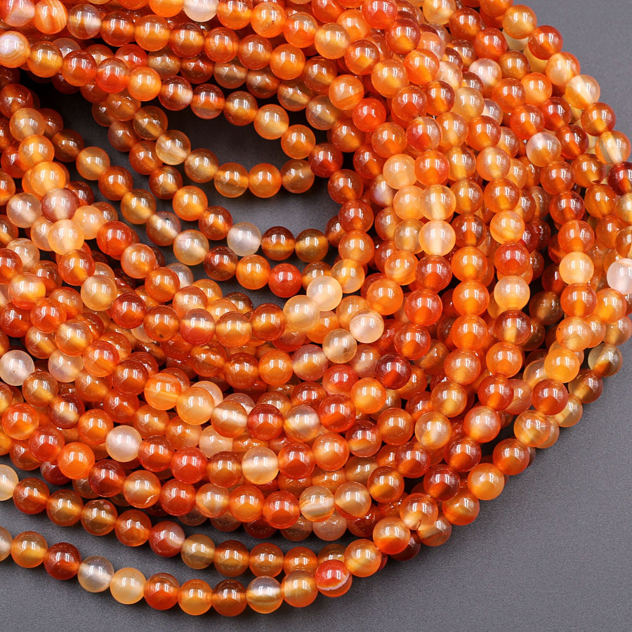 AAA Natural Carnelian 4mm 6mm 8mm 10mm 12mm Round Beads Highly Polished Finish Natural Red Orange Gemstone 15.5" Strand
