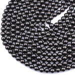 Genuine Natural Shungite 4mm 6mm 8mm 10mm 12mm Round Beads High Quality Black Lustrous Gemstone from Russia 15.5" Strand
