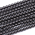 Genuine Natural Shungite 4mm 6mm 8mm 10mm 12mm Round Beads High Quality Black Lustrous Gemstone from Russia 15.5" Strand