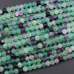 Matte Fluorite 4mm 6mm 8mm 10mm Round Beads Natural Purple Green Fluorite Gemstone 15.5" Strand