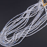 AAA+ Natural Rainbow Moonstone 4mm Round Beads Extra Blue Flashes Super Translucent Gemstone 15.5" Strand