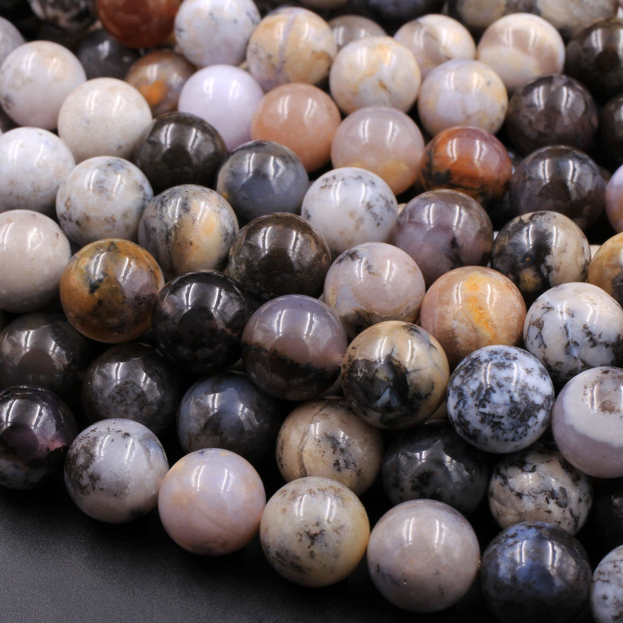 Rare Natural Amethyst Sage Chalcedony 8mm Round Beads From Oregon 15.5" Strand