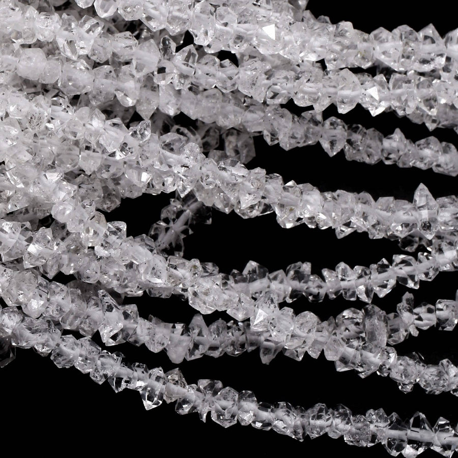 AAA Grade Super Clear Natural Herkimer Diamond Quartz Beads 4mm 6mm 8mm 10mm 12mm Double Pointed Quartz 16" Strand