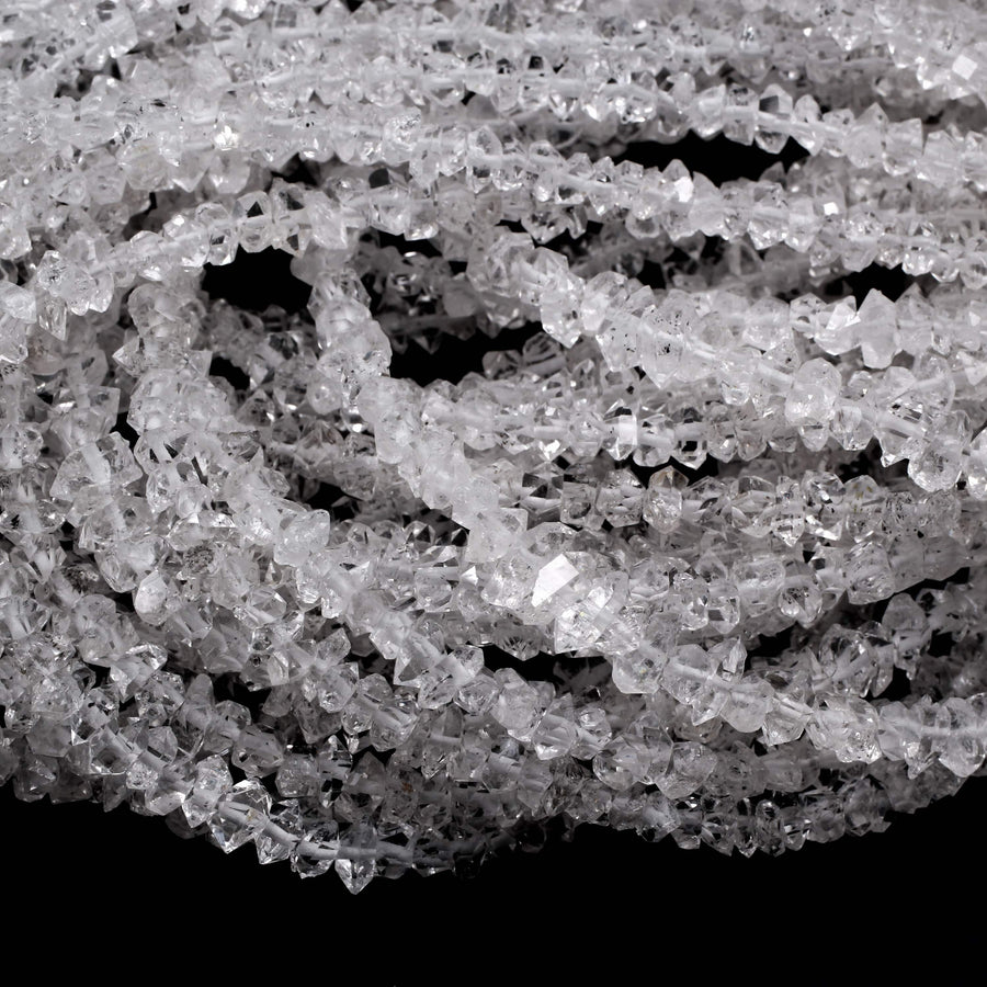 AAA Grade Super Clear Natural Herkimer Diamond Quartz Beads 4mm 6mm 8mm 10mm 12mm Double Pointed Quartz 16" Strand