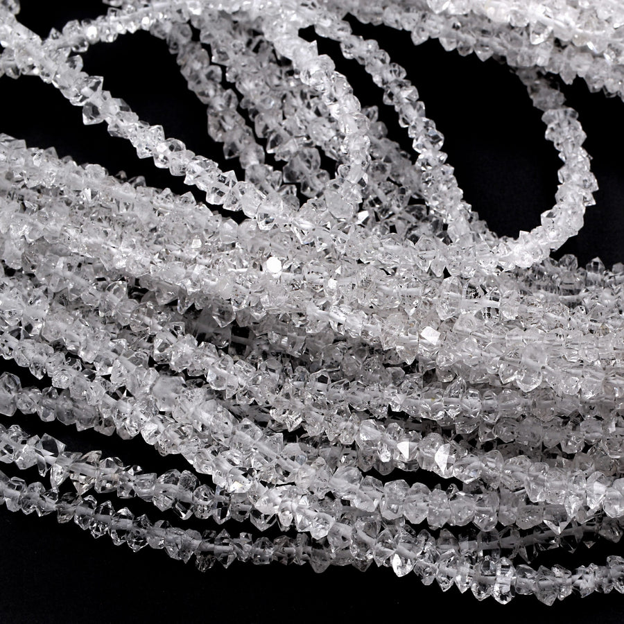 AAA Grade Super Clear Natural Herkimer Diamond Quartz Beads 4mm 6mm 8mm 10mm 12mm Double Pointed Quartz 16" Strand