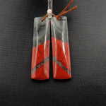Drilled Gemstone Earring Pair Natural African Bloodstone Matched Pair Long Rectangle Earring Beads