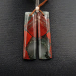 Drilled Gemstone Earring Pair Natural African Bloodstone Matched Pair Long Rectangle Earring Beads