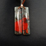 Drilled Gemstone Earring Pair Natural African Bloodstone Matched Pair Long Rectangle Earring Beads