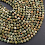 Matte Natural Rainforest Rhyolite Jasper Round 4mm 6mm 8mm 10mm Green Brown Orange Brown Beads 15.5" Strand