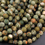 Matte Natural Rainforest Rhyolite Jasper Round 4mm 6mm 8mm 10mm Green Brown Orange Brown Beads 15.5" Strand