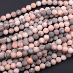 Matte Pink Zebra Jasper 4mm 6mm 8mm 10mm Round Beads Frosty Pink Grey Beads 15.5" Strand