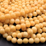 From Burma Stunning Natural Burmese Yellow Jade Round Beads 8mm 10mm 15.5" Strand