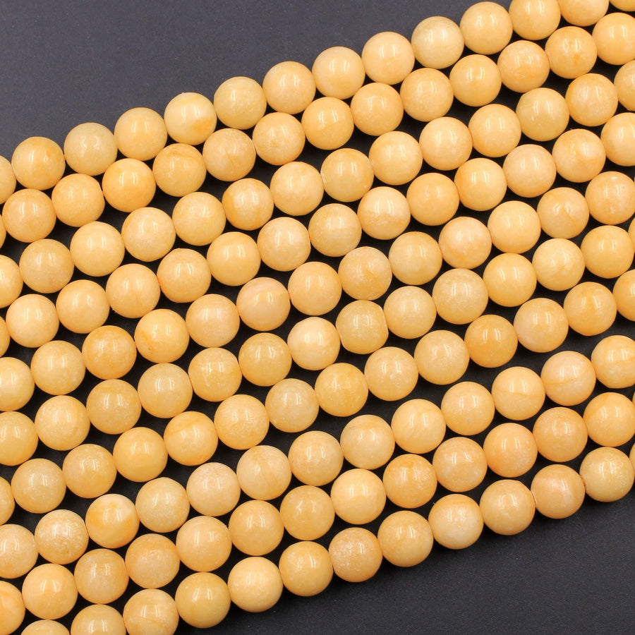 From Burma Stunning Natural Burmese Yellow Jade Round Beads 8mm 10mm 15.5" Strand