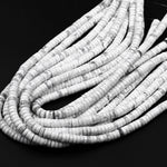 Natural Howlite Heishi Beads 4mm 6mm 8mm Smooth Plain Rondelle Disc 15.5" Strand