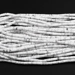 Natural Howlite Heishi Beads 4mm 6mm 8mm Smooth Plain Rondelle Disc 15.5" Strand