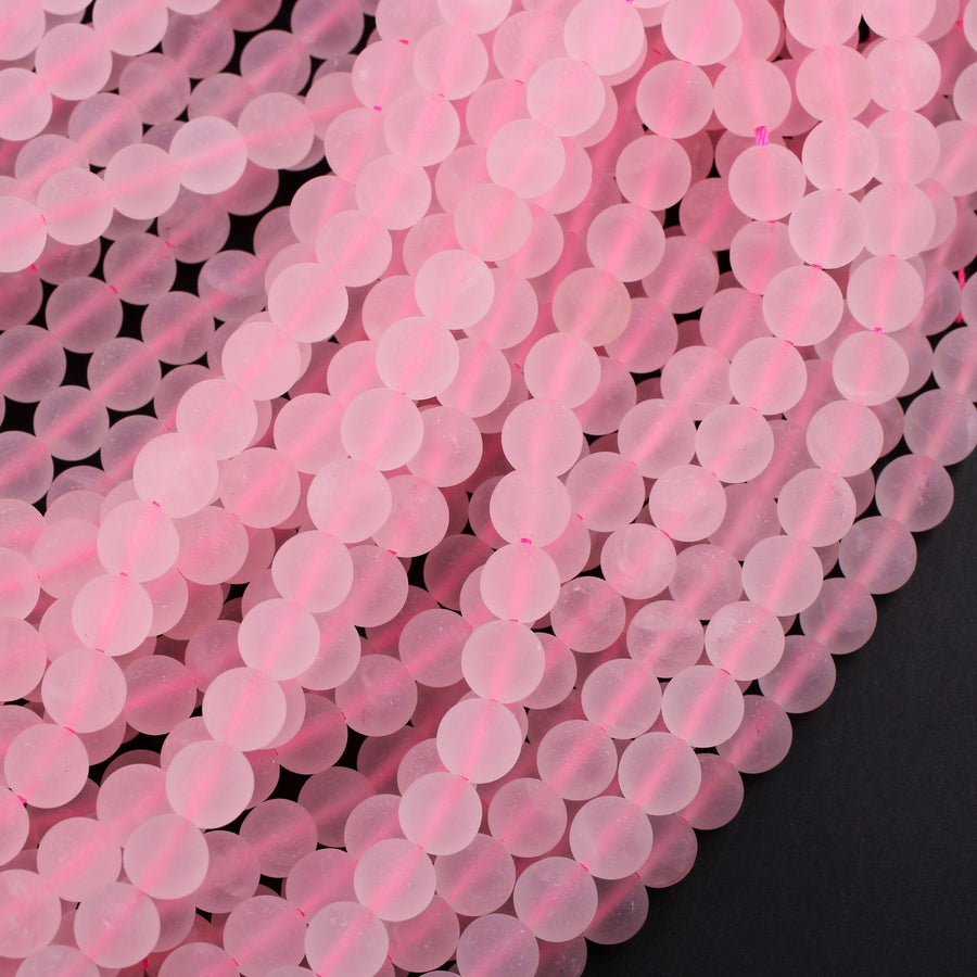 Matte Natural Pink Rose Quartz 4mm 6mm 8mm 10mm Round Beads Pastel Soft Baby Pink Gemstone 15.5" Strand