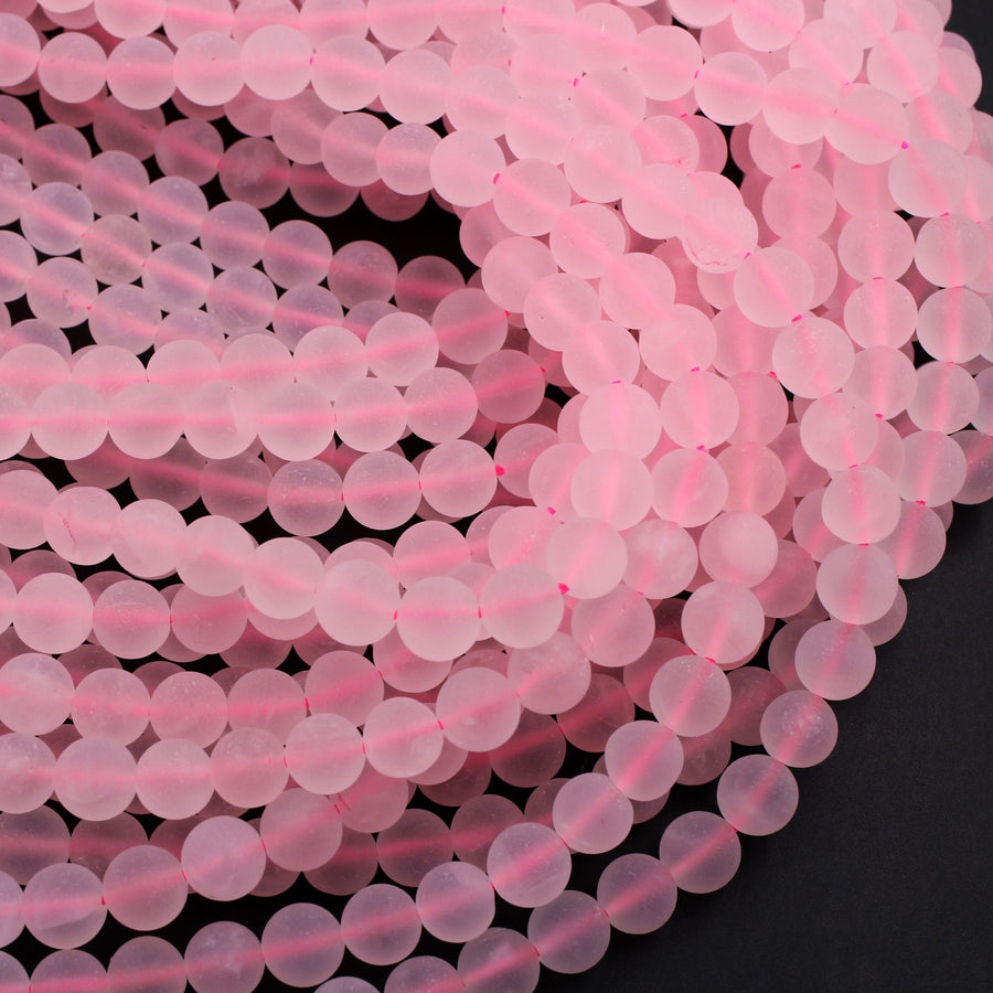 Matte Natural Pink Rose Quartz 4mm 6mm 8mm 10mm Round Beads Pastel Soft Baby Pink Gemstone 15.5" Strand