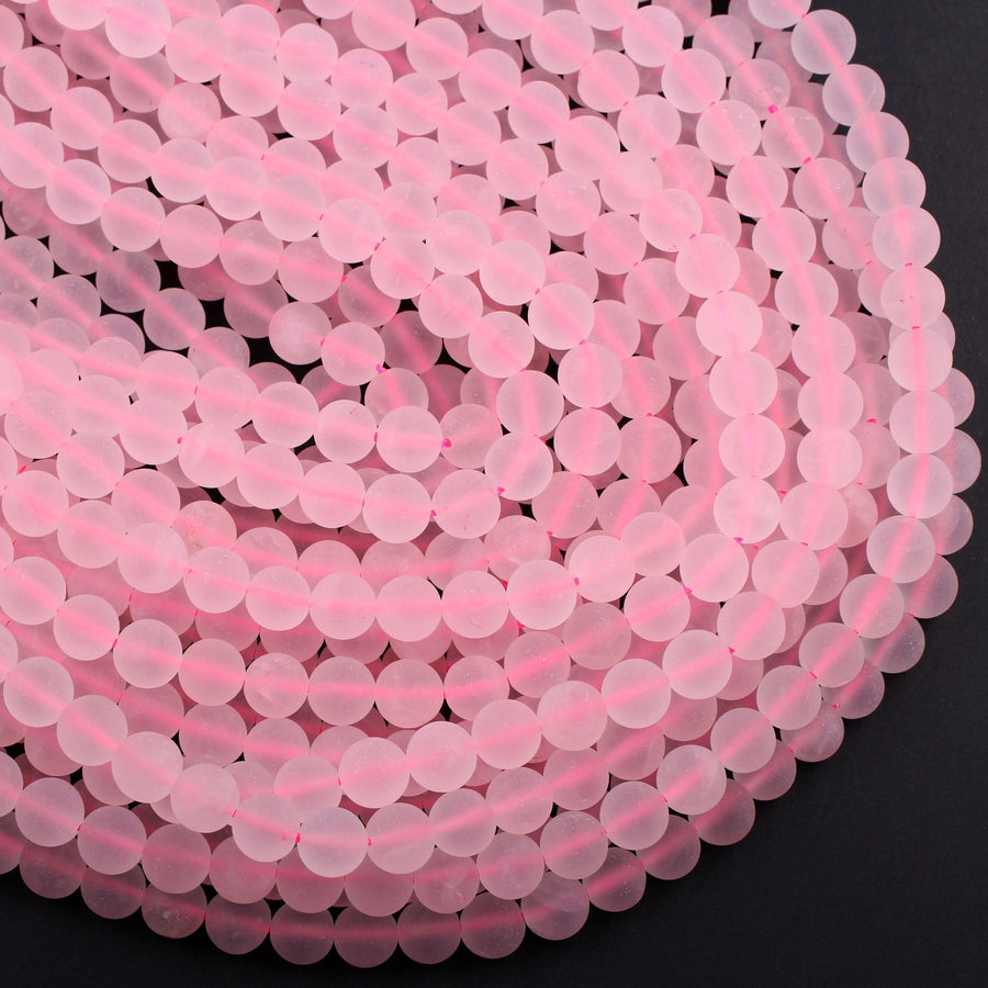Matte Natural Pink Rose Quartz 4mm 6mm 8mm 10mm Round Beads Pastel Soft Baby Pink Gemstone 15.5" Strand