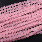 Matte Natural Pink Rose Quartz 4mm 6mm 8mm 10mm Round Beads Pastel Soft Baby Pink Gemstone 15.5" Strand