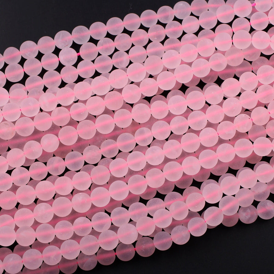 Matte Natural Pink Rose Quartz 4mm 6mm 8mm 10mm Round Beads Pastel Soft Baby Pink Gemstone 15.5" Strand