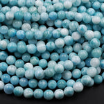 AAA Natural Blue Larimar 6mm 7mm 8mm 9mm 10mm 12mm 14mm Smooth Round Beads Real Genuine Larimar Gemstone Beads 15.5" Strand