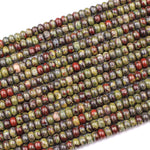 Natural Dragon Blood Jasper Rondelle 6x4mm 8x5mm Beads Polished Earthy Red Green Stone 15.5" Strand