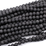 Natural Lava Beads 4mm 6mm 8mm 10mm 12mm Round 15.5" Strand