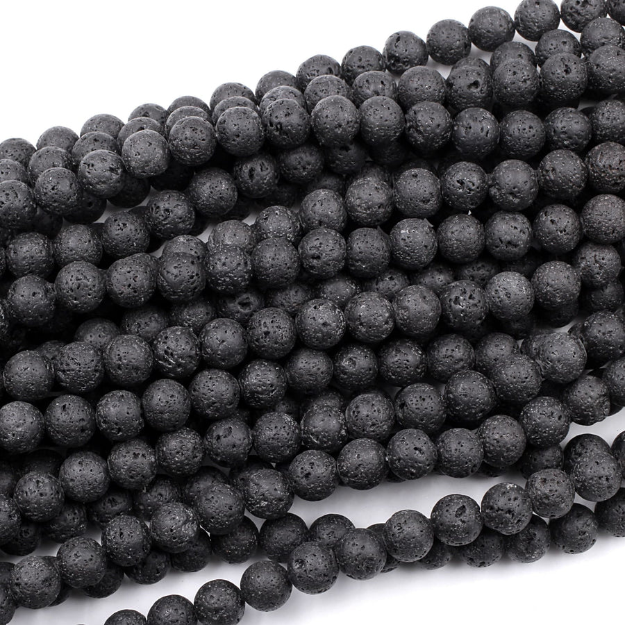 Natural Lava Beads 4mm 6mm 8mm 10mm 12mm Round 15.5" Strand