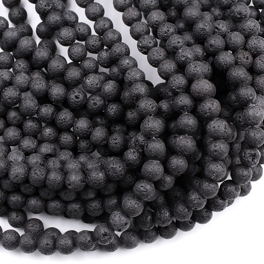 Natural Lava Beads 4mm 6mm 8mm 10mm 12mm Round 15.5" Strand