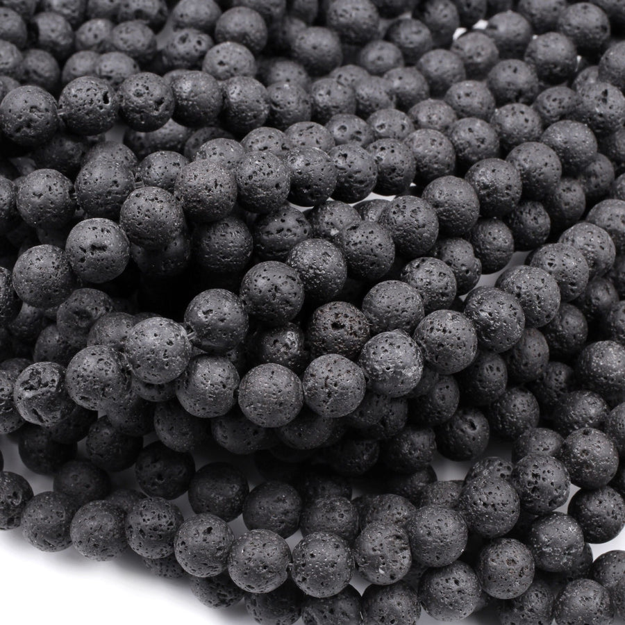 Natural Lava Beads 4mm 6mm 8mm 10mm 12mm Round 15.5" Strand