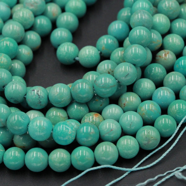 Natural Green Turquoise 6mm Round Beads Highly Polished High Quality Real Genuine Vibrant Green Turquoise Spheres 15.5" Strand