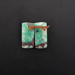 Natural Chrysocolla in Copper Earring Pair Drilled Cabochon Cab Pair Rectangle Matched Gemstone Bead Pair From Arizona