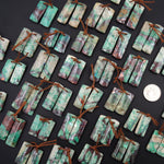 Natural Chrysocolla in Copper Earring Pair Drilled Cabochon Cab Pair Rectangle Matched Gemstone Bead Pair From Arizona